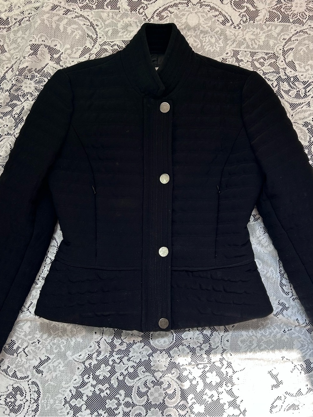 Armani Collezioni Black Quilted Bomber Jacket